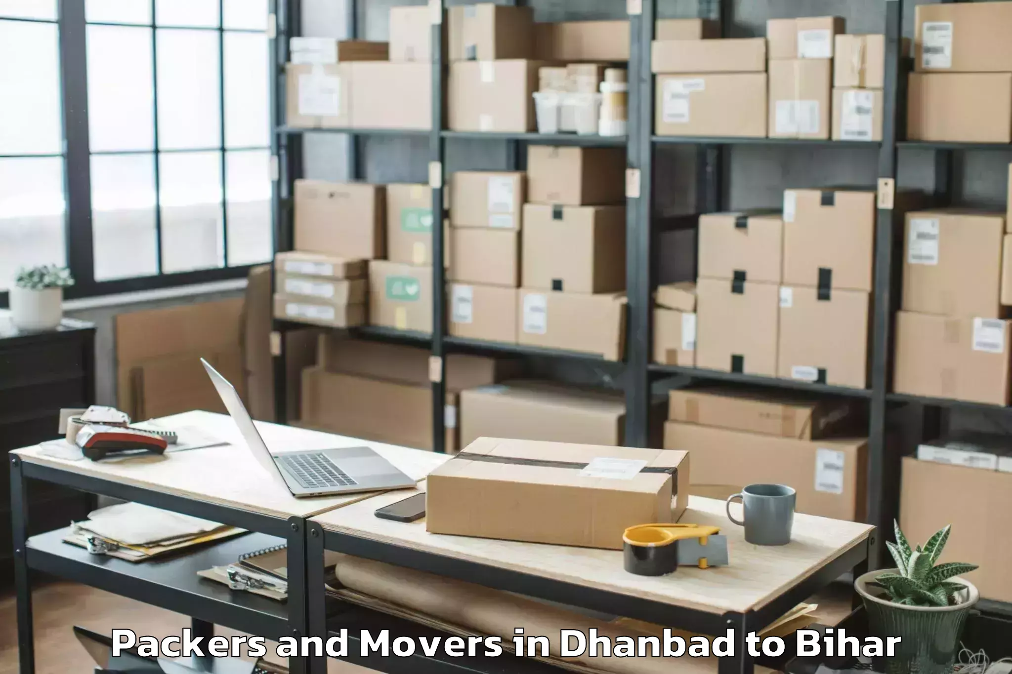 Trusted Dhanbad to Harsidhi Pakariya Packers And Movers